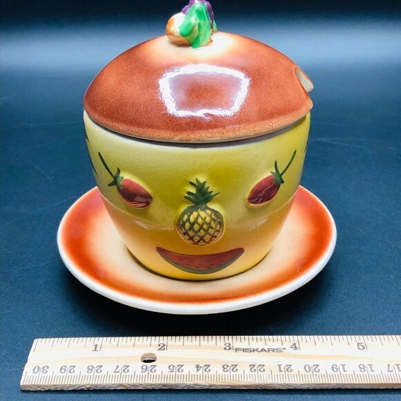 Kitsch Mr. Yummy Jelly Jam Jar Anthropomorphic Condiment Container Japan - Picture 11 of 14